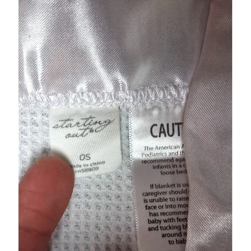 Starting Out Solid White Thermal Baby Blanket Satin Trim 32x48 Lightweight Soft